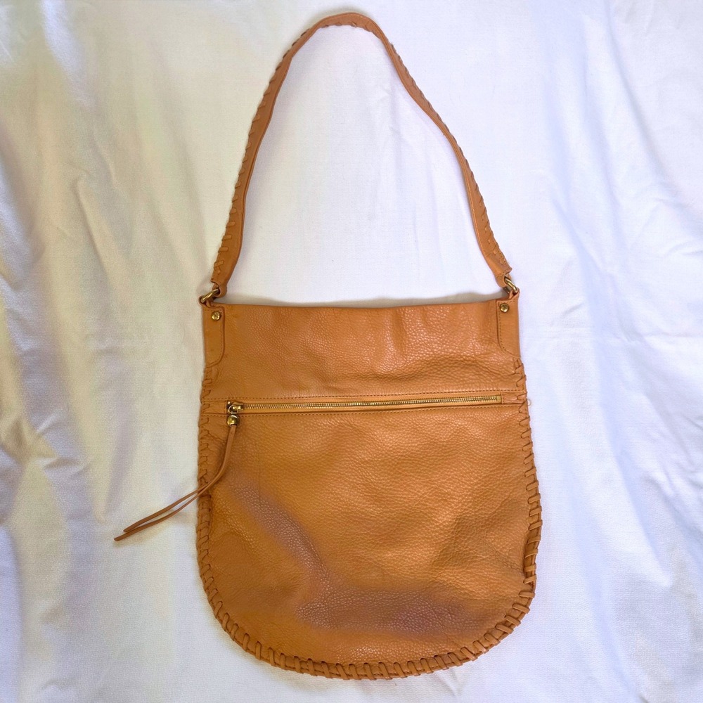 HOBO Leather Shoulder Bag Large Buttersvotch Whipstitch Boho Crossbody Bag
